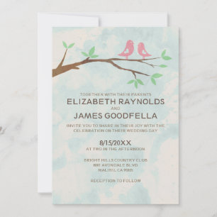 Rustikale rote Vogel-Hochzeitseinladungen Einladung