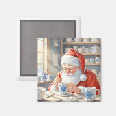 Rustikale rote Weihnachts-Wasserfarbe-Santa-Worksh Magnet (Vorderseite/Rückseite)