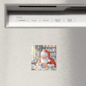 Rustikale rote Weihnachts-Wasserfarbe-Santa-Worksh Magnet (In Situ (Geschirrspüler))