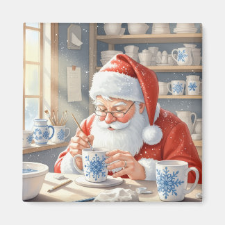 Rustikale rote Weihnachts-Wasserfarbe-Santa-Worksh Magnet