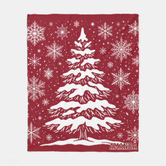 Rustikale rote Weihnachtskiefer-Fleece-Decke Fleecedecke
