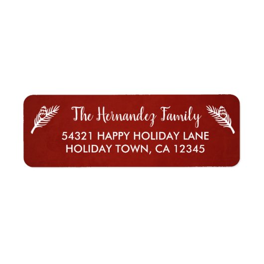 Rustikale Rote Winter Holiday Pine Branch Adresse (Vorne)