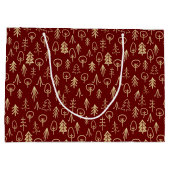 Rustikale Rotgoldwinterbäume Gemustert Große Geschenktüte (Rückseite)