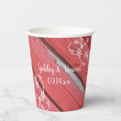 Rustikale Rotharnholz Weiße Blume Hochzeit Land Pappbecher (Vorderseite)