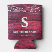 Rustikale Rotholz-String-Lights-Familie Dosenkühler (Rückseite)