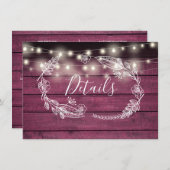 Rustikale Rotholz-String-Lights Hochzeitskarte Einladung (Vorne/Hinten)