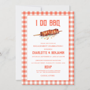 Rustikale Rotkarierte BBQ-Hochzeitseinladung 'Ich Einladung