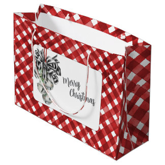 Rustikale Rotkarierte Weihnachtszeit Große Geschenktüte