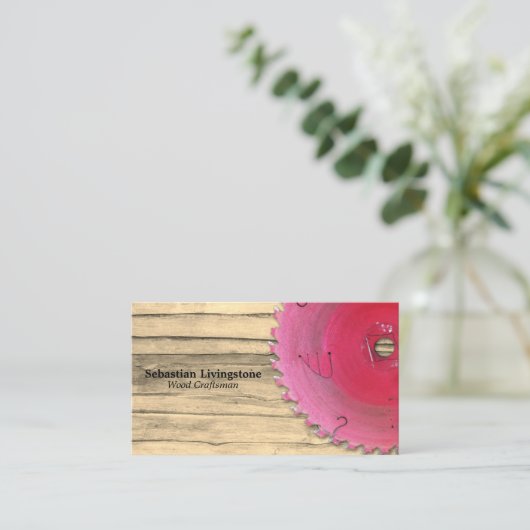 Rustikale Rotkreissäge, Holzbearbeitung Visitenkarte (Stehend Vorderseite)