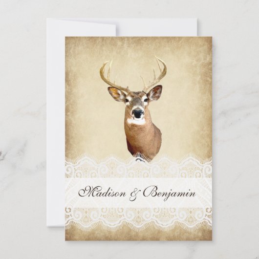 Rustikale Rotwild-Geweihe, die Einladung (Rückseite)