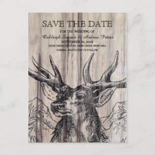 Rustikale Rotwild-Save the Date Postkarte des