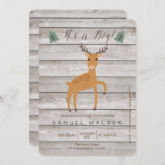 Rustikale Rotwild- und Einladung (Vorne/Hinten)