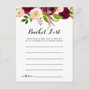 Rustikale Roush-Burgund-Floral-Bucketkarten Postkarte
