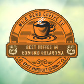 Rustikale Route 66 Coffee Shops dampfen Cu anpasse Fensteraufkleber (Blatt 3)