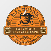 Rustikale Route 66 Coffee Shops dampfen Cu anpasse Fensteraufkleber (Blatt)