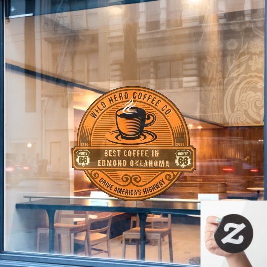 Rustikale Route 66 Coffee Shops dampfen Cu anpasse Fensteraufkleber (Café-Fenster)