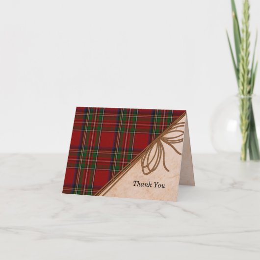 Rustikale Royal Stewart Plaid Dankes-Notizkarte Dankeskarte (Vorderseite)