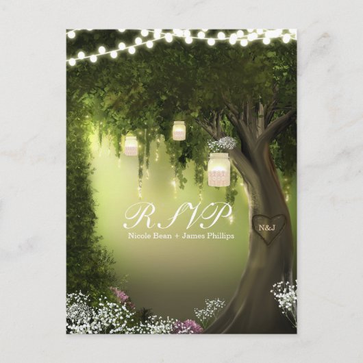 Rustikale RSVP-Karte des Oak Tree Rustic Beauty Ga Einladungspostkarte (Vorderseite)