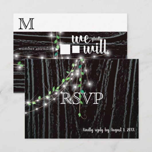 Rustikale RSVP-Karte Einladung (Vorne/Hinten)