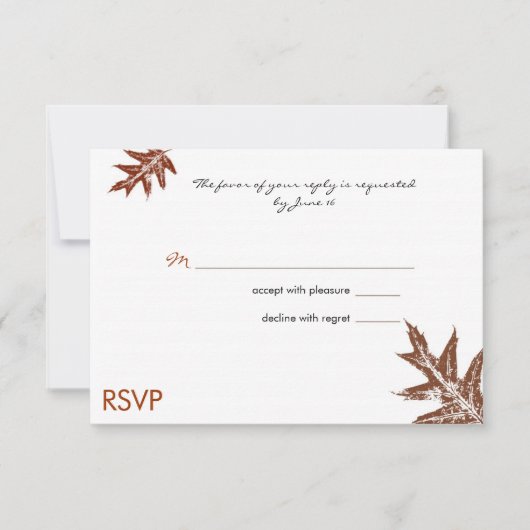Rustikale RSVP-Karte für Eichenholz RSVP Karte (Vorderseite)