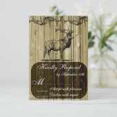 Rustikale RSVP-Karte für Elche und Wildtiere RSVP Karte (Stehend Vorderseite)