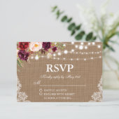 Rustikale RSVP-Karte für Hochzeitspazierlampen RSVP Karte (Stehend Vorderseite)