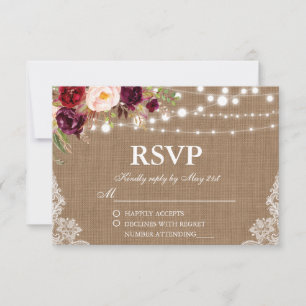 Rustikale RSVP-Karte für Hochzeitspazierlampen RSVP Karte
