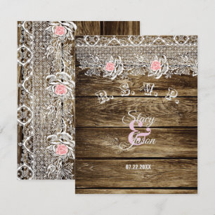 Rustikale RSVP-Karte für Holz und Spitzen RSVP Karte