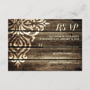 Rustikale RSVP-Karte für HolzDamaskus RSVP Karte