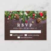 Rustikale RSVP-Karte für Pine Cones Branch RSVP Karte (Vorderseite)