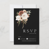 Rustikale RSVP-Karte für Schwarz und Pfirsichblume RSVP Karte (Vorderseite)
