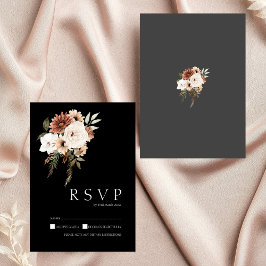 Rustikale RSVP-Karte für Schwarz und Pfirsichblume RSVP Karte