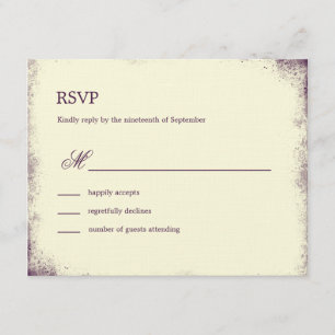 Rustikale RSVP-Karte für Weinberge - Lila RSVP Karte