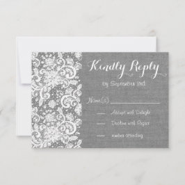 Rustikale RSVP-Karte mit grauem Einbruch und Spitz RSVP Karte