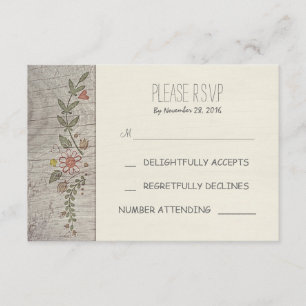 rustikale RSVP-Karten aus blumenholz RSVP Karte