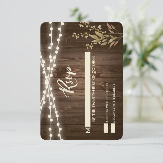 Rustikale RSVP-Karten Einladung (Stehend Vorderseite)