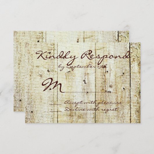 Rustikale RSVP-Karten für Holzbaumholz RSVP Karte (Vorne/Hinten)