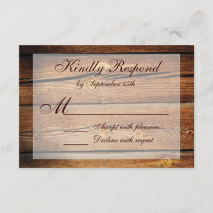 Rustikale RSVP-Karten für Holzbaumholz RSVP Karte