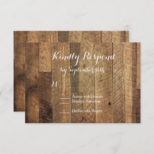 Rustikale RSVP-Karten für Holzbaumholz RSVP Karte (Vorne/Hinten)