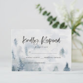 Rustikale RSVP-Karten für Wasserfarbenwald RSVP Karte (Stehend Vorderseite)