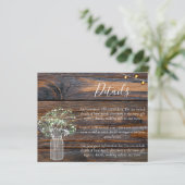 Rustikale RSVP-Karten mit Babys Atem (Stehend Vorderseite)