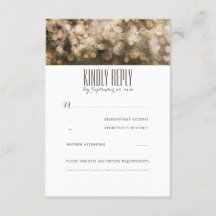 Rustikale RSVP-Karten mit Gold String Lights