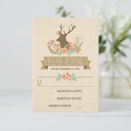Rustikale RSVP-Karten RSVP Karte (Stehend Vorderseite)