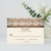 Rustikale RSVPs für Vintages Spitzenholz RSVP Karte (Stehend Vorderseite)