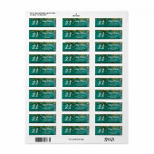 Rustikale Rücksendeadresse Aquamarin und Gold 21.  (Vorne)