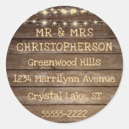 Rustikale Rücksendeadresse aus Holz und Streichell Runder Aufkleber