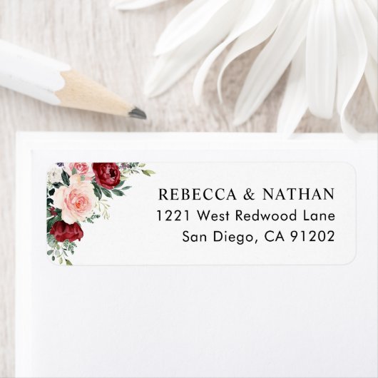 Rustikale Rücksendeadresse Burgund Blush (Insitu)