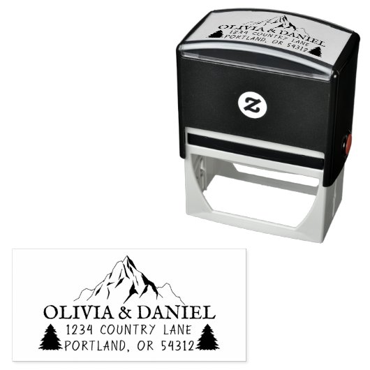 Rustikale Rücksendeadresse der Berge und Bäume Permastempel (Beispiel)