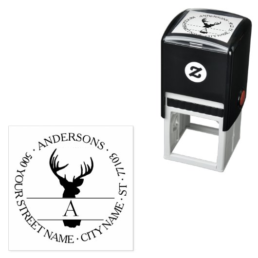 Rustikale Rücksendeadresse der Hirsche Permastempel (Beispiel)