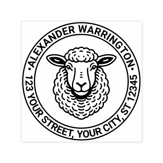 Rustikale Rücksendeadresse der Schafschaf Permastempel (Design)